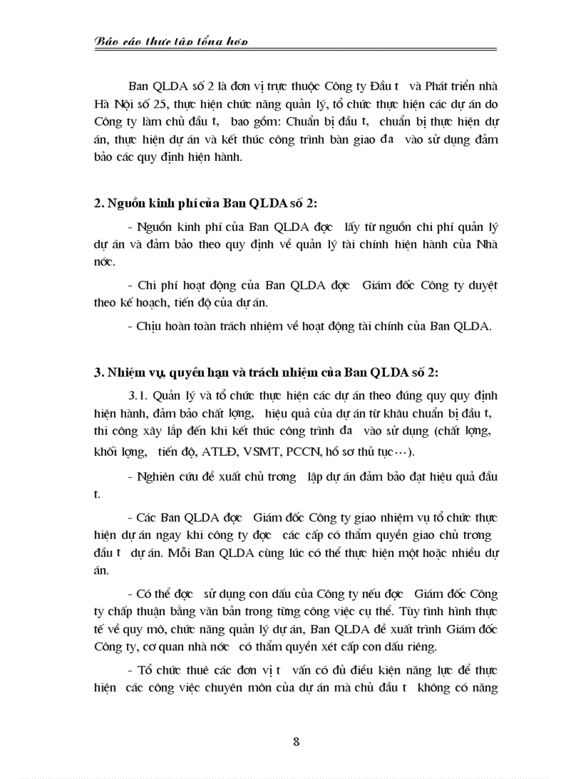 image for page Báo cáo thực tập tại Ban QLDA2 Công ty Đầu tư và Phát triển Hà Nội Số 25