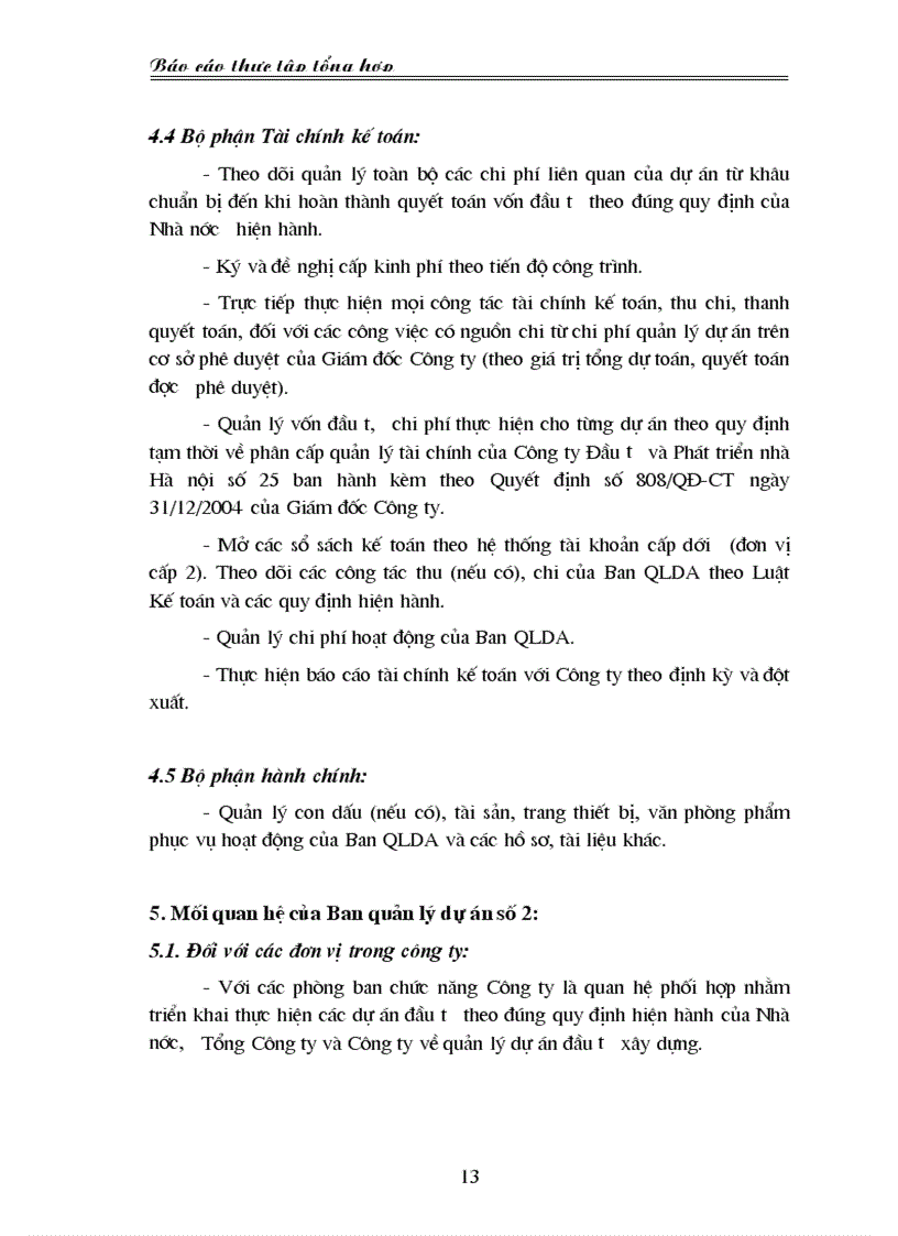 image for page Báo cáo thực tập tại Ban QLDA2 Công ty Đầu tư và Phát triển Hà Nội Số 25