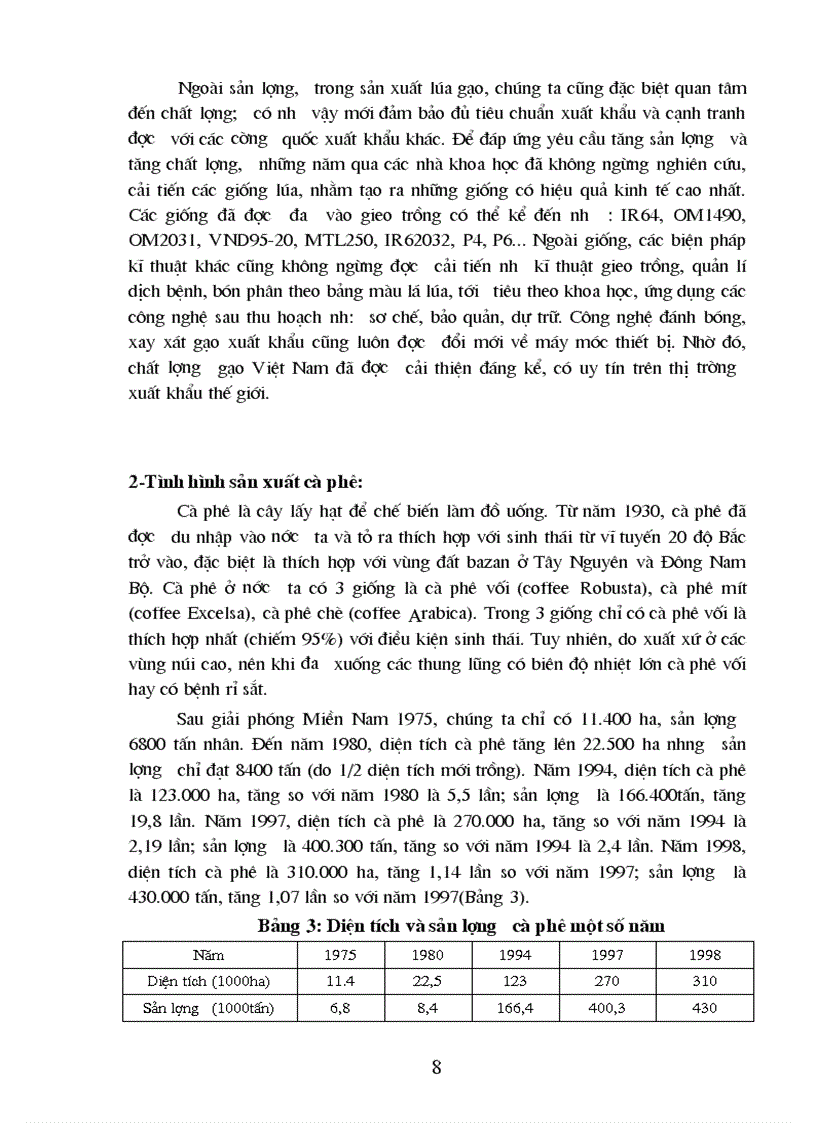 image for page Tình hình sản xuất một số mặt hàng nông thủy sản xuất khẩu trong mấy năm gần đây