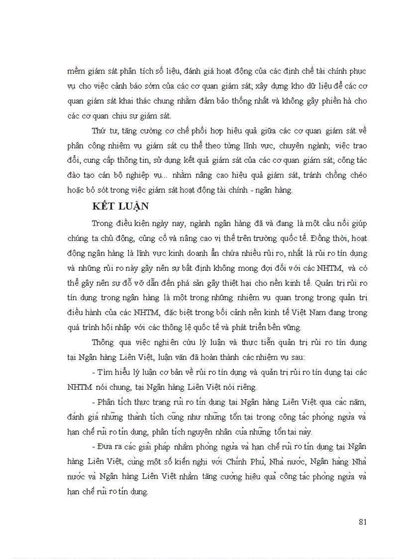 image for page Quản trị rủi ro tín dụng tại Ngân hàng thương mại cổ phần Liên Việt 1