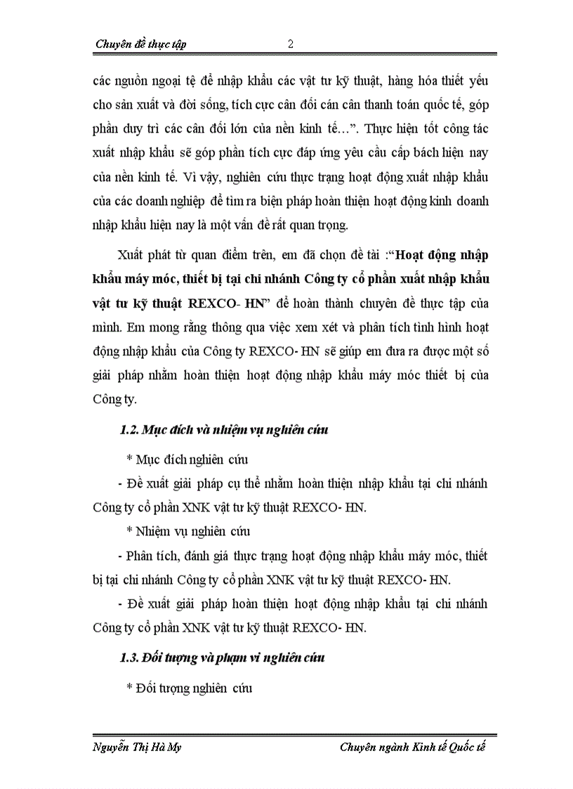 image for page Hoạt động nhập khẩu máy móc thiết bị tại chi nhánh Công ty cổ phần xuất nhập khẩu vật tư kỹ thuật REXCO HN 1