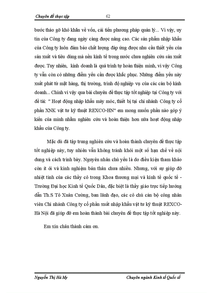 image for page Hoạt động nhập khẩu máy móc thiết bị tại chi nhánh Công ty cổ phần xuất nhập khẩu vật tư kỹ thuật REXCO HN 1