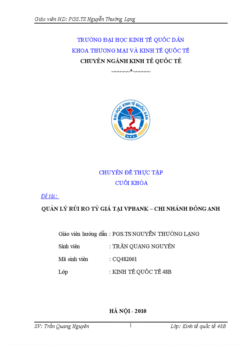 image for page Quản lý rủi ro tỷ giá VPBank chi nhánh Đông Anh 1