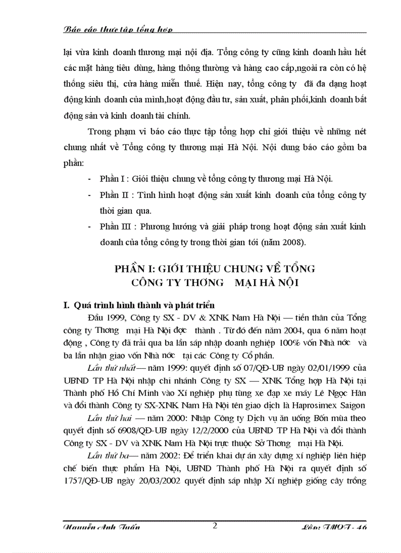 Phương hướng và giải pháp trong hoạt động sản xuất kinh doanh của tổng công ty trong thời gian tới năm 2008