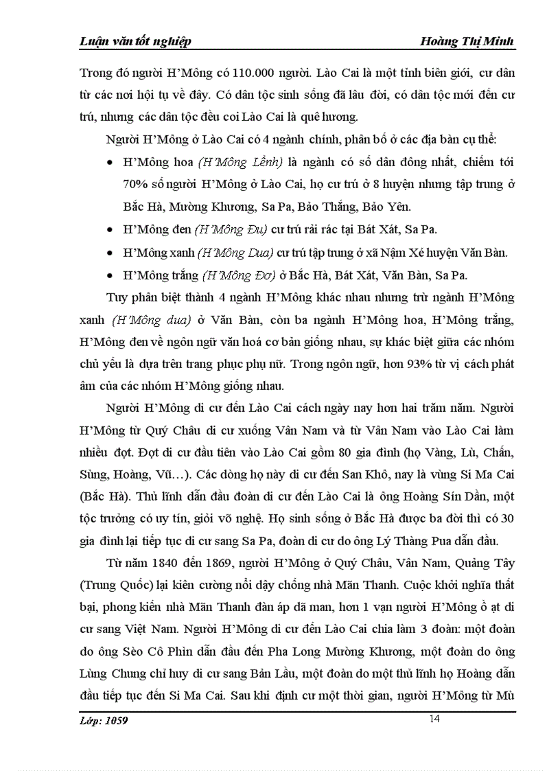 image for page Khai thác văn hoá H Mông của công ty CP Dịch vụ Du lịch Đường sắt Hà Nội để phát triển du lịch ở Sa Pa Lào Cai