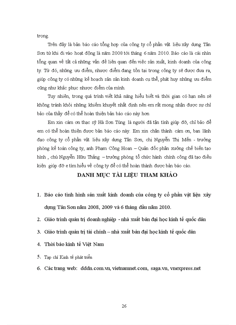 image for page Báo cáo tổng hợp tại công ty cổ phần vật liệu xây dựng Tân Sơn