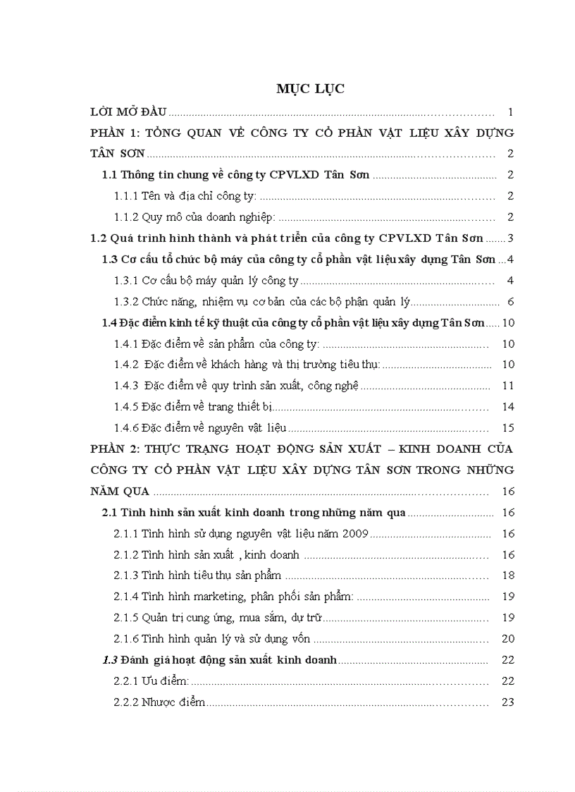 image for page Báo cáo tổng hợp tại công ty cổ phần vật liệu xây dựng Tân Sơn