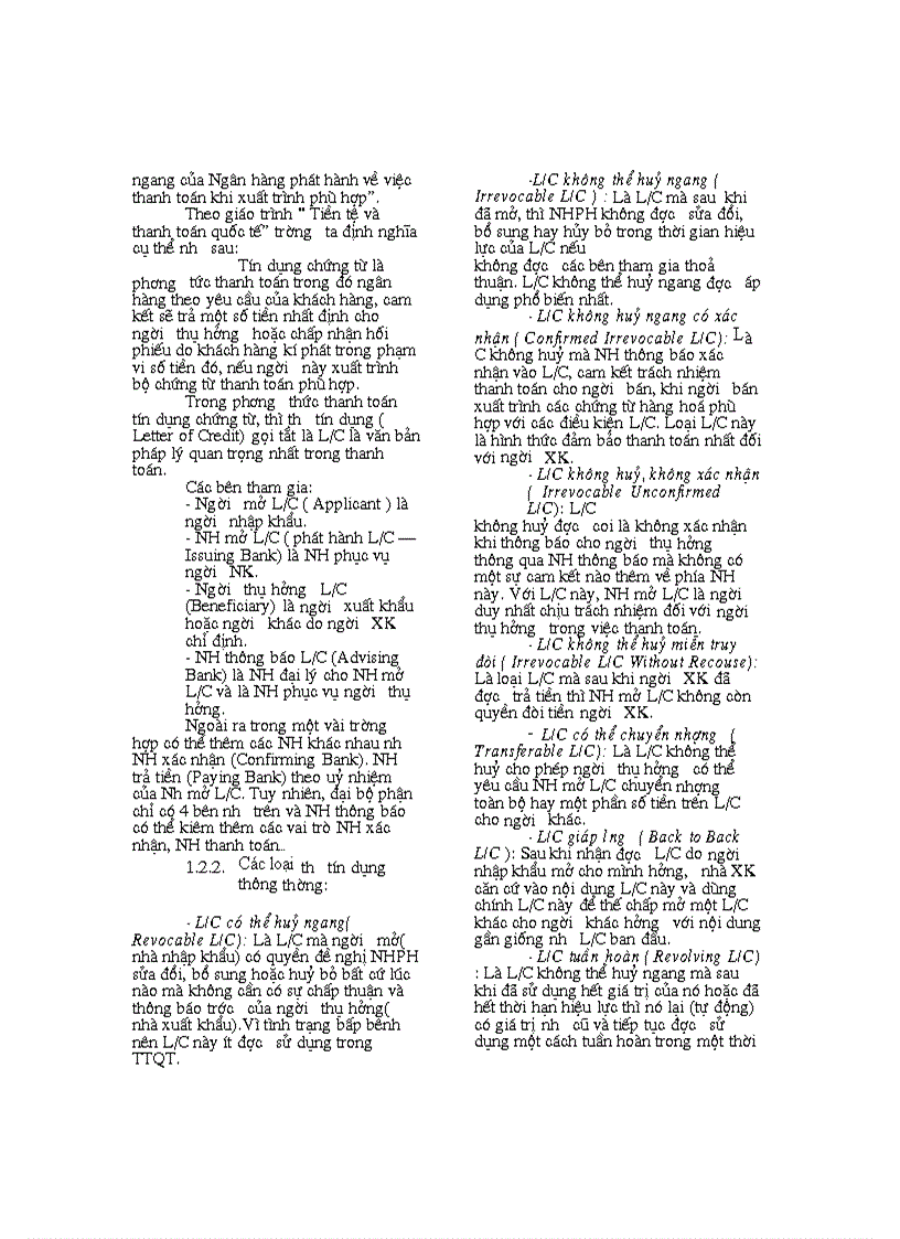 Mở rộng hoạt động thanh toán quốc tế theo phương thức tín dụng chứng từ tại NHTM Cổ Phần Công Thương Việt Nam Chi nhánh Nam Thăng Long