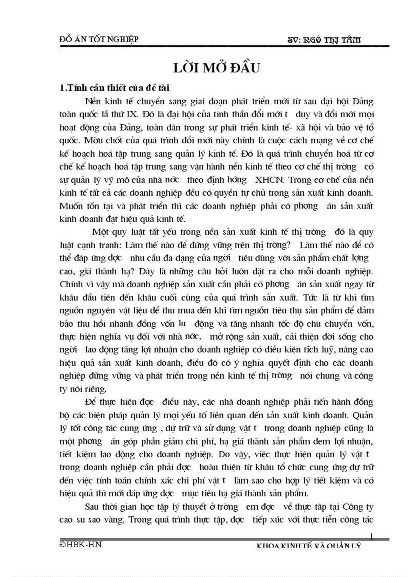 image for page Phân tích tình hình cung ứng dự trữ và sử dụng vật tư và một số biện pháp nâng cao tình hình cung ứng dự trữ và sử dụng vật tư tại Công ty cao su sao vàng