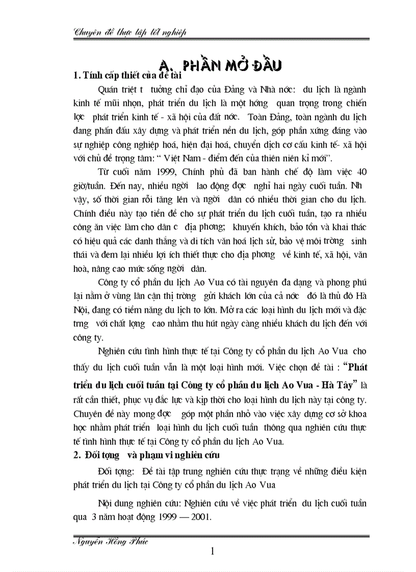 image for page Phát triển du lịch cuối tuần tại Công ty cổ phần du lịch Ao Vua Hà Tây