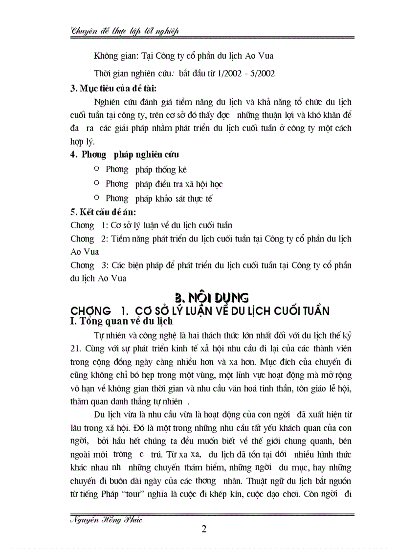 image for page Phát triển du lịch cuối tuần tại Công ty cổ phần du lịch Ao Vua Hà Tây