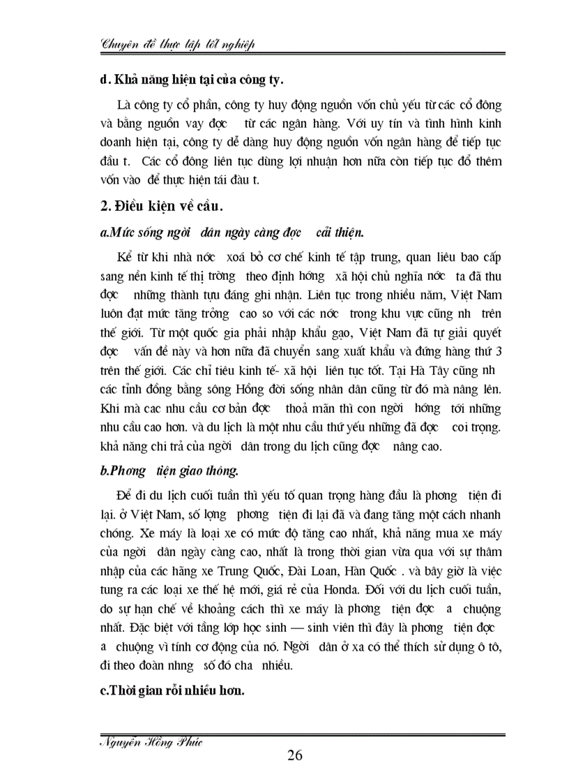 image for page Phát triển du lịch cuối tuần tại Công ty cổ phần du lịch Ao Vua Hà Tây