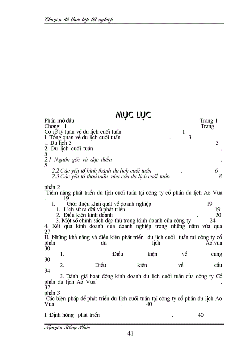 image for page Phát triển du lịch cuối tuần tại Công ty cổ phần du lịch Ao Vua Hà Tây