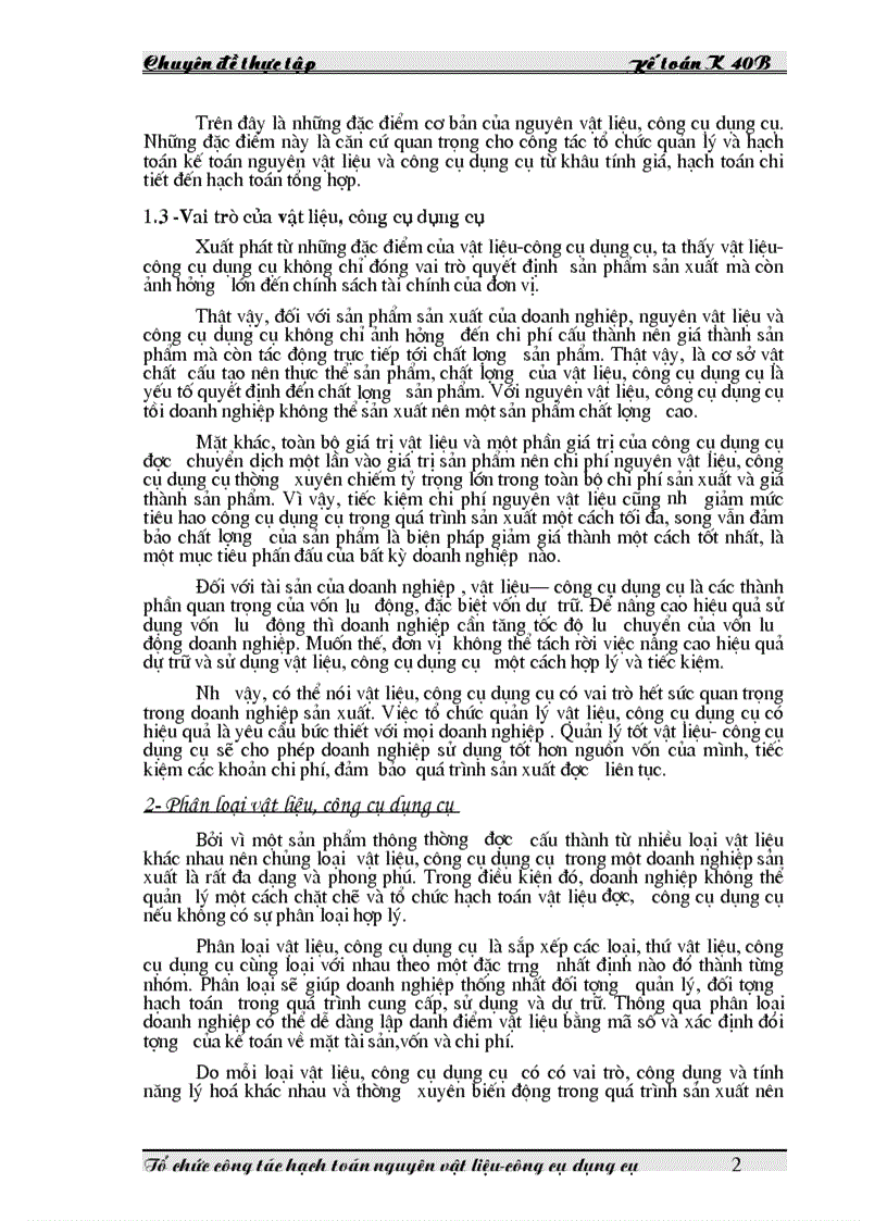 image for page Tổ chức công tác hạch toán nguyên vật liệu công cụ dụng cụ