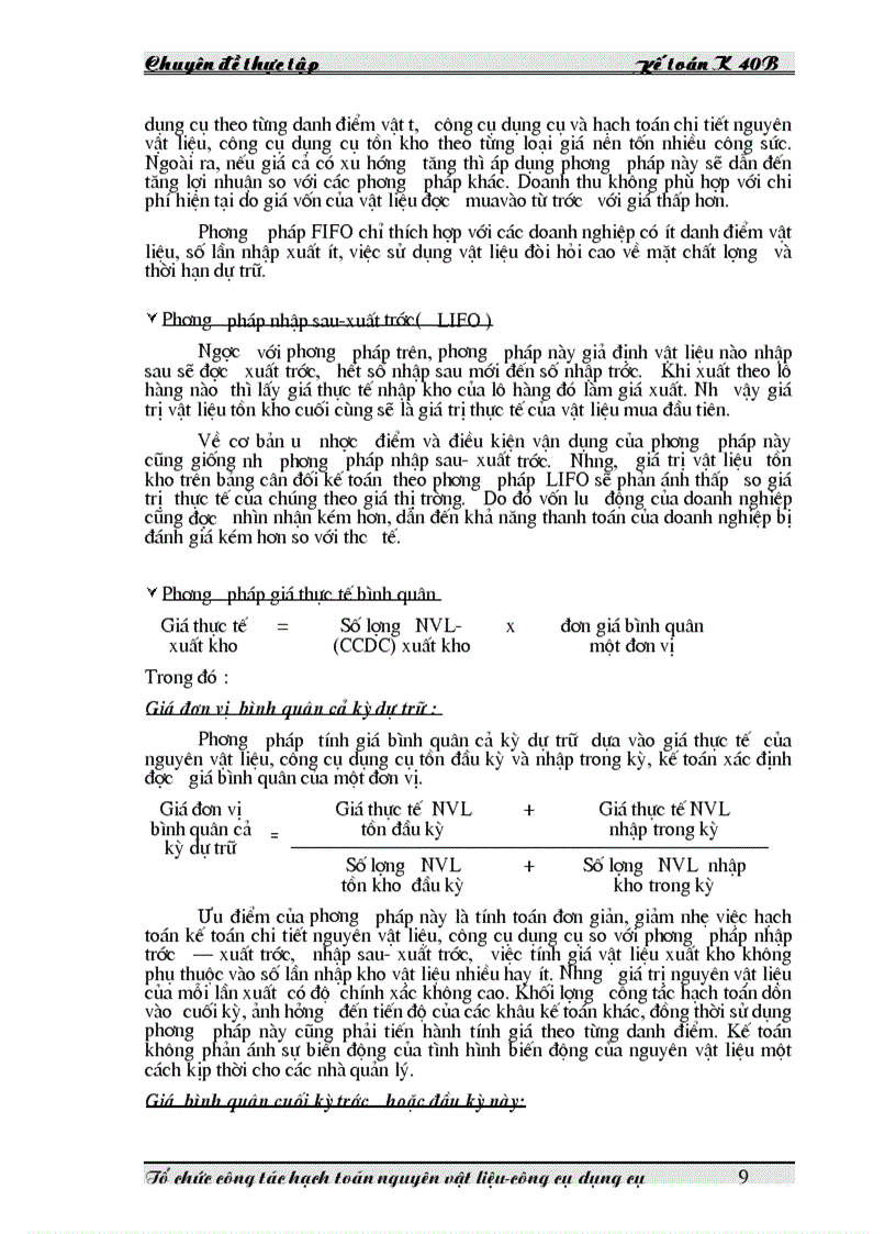 image for page Tổ chức công tác hạch toán nguyên vật liệu công cụ dụng cụ