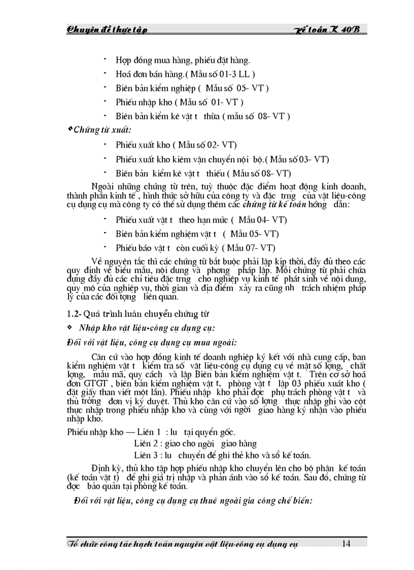 image for page Tổ chức công tác hạch toán nguyên vật liệu công cụ dụng cụ