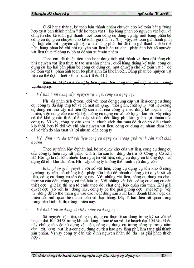 image for page Tổ chức công tác hạch toán nguyên vật liệu công cụ dụng cụ