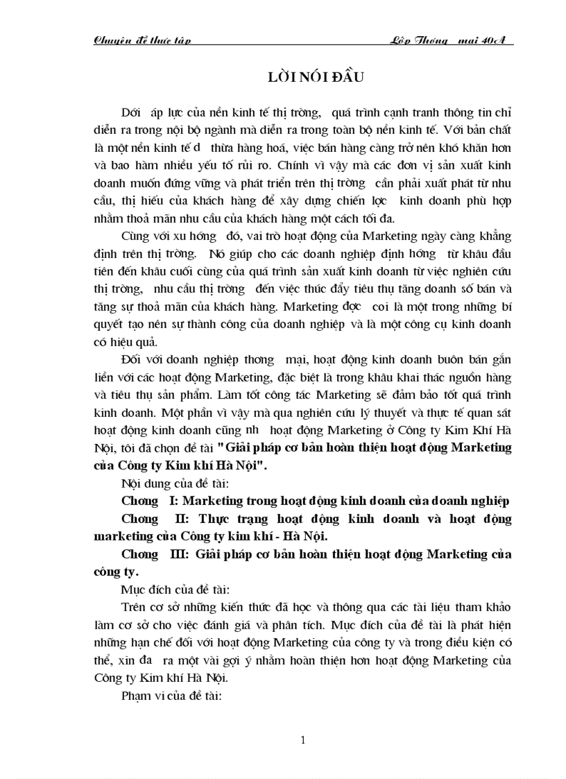 image for page Giải pháp cơ bản hoàn thiện hoạt động Marketing của Công ty Kim khí Hà Nội