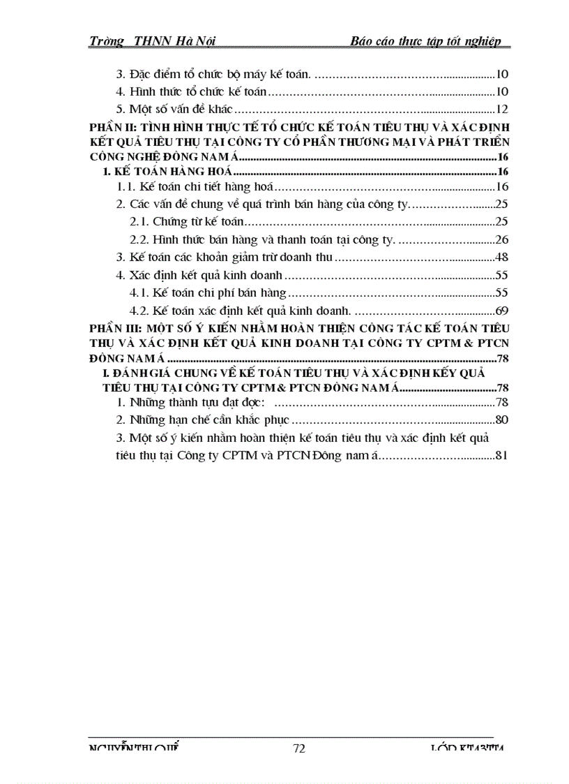 image for page Hoàn thiện kế toán tiêu thụ và xác định kết quả tiêu thụ tại Công ty Cổ phần Thương mại và phát triển Công nghệ Đông Nam 1