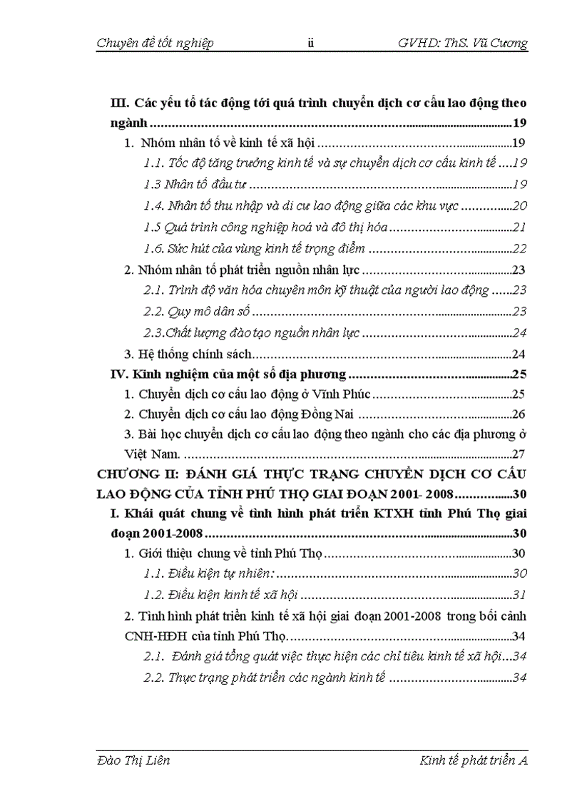 Đánh giá thực trạng chuyển dịch cơ cấu lao động của tỉnh phú thọ giai đoạn 2001 2008