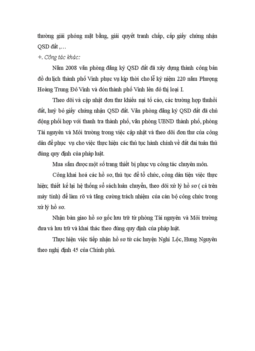 image for page Công tác đăng ký đất đai và cấp giấy chứng nhận quyền sử đất trên địa bàn thành phố Vinh tỉnh Nghệ An