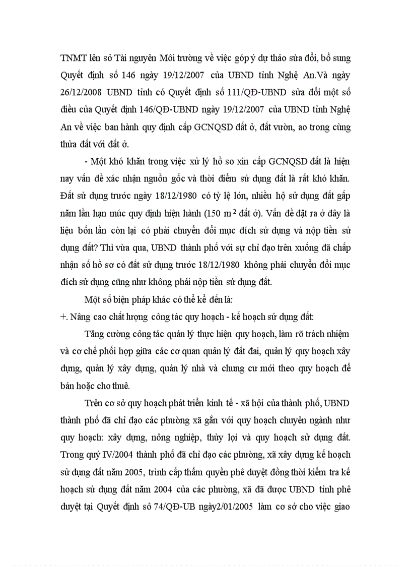 image for page Công tác đăng ký đất đai và cấp giấy chứng nhận quyền sử đất trên địa bàn thành phố Vinh tỉnh Nghệ An