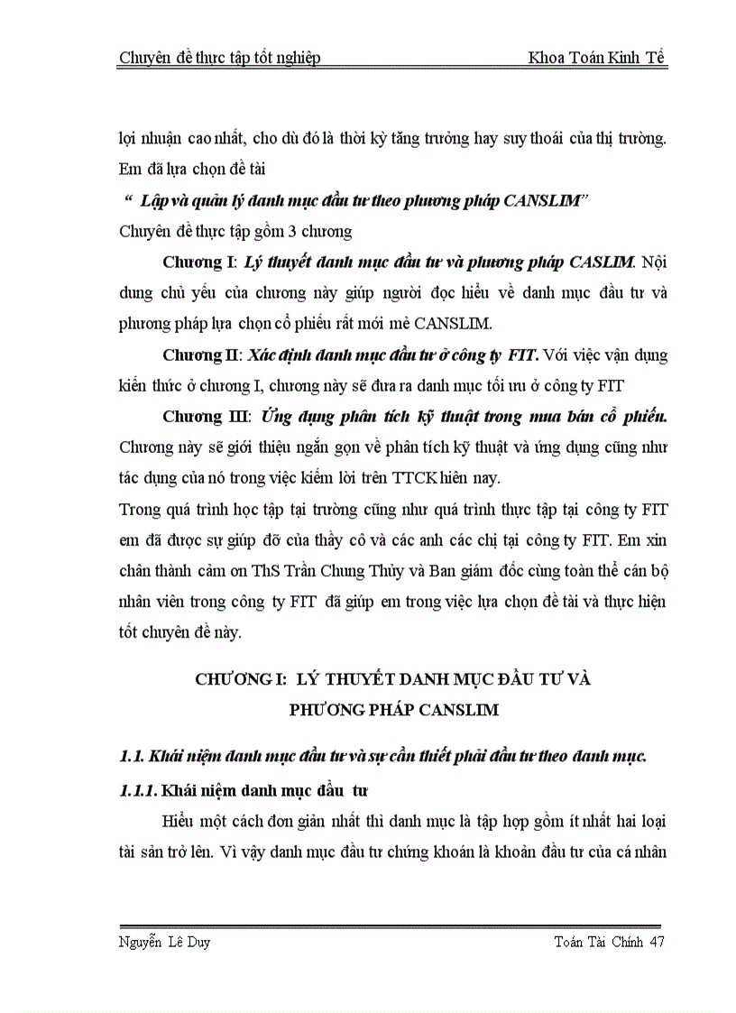 image for page Lập và quản lý danh mục đầu tư theo phương pháp CANSLIM