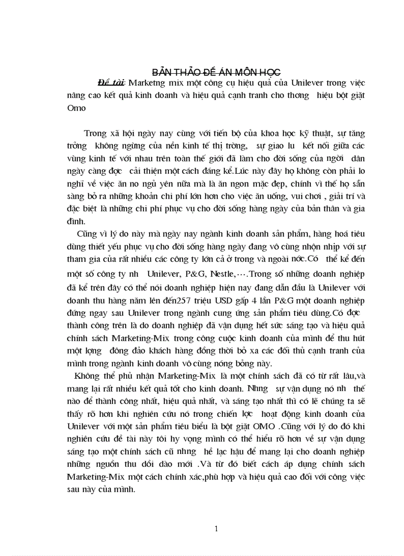 image for page Marketng mix một công cụ hiệu quả của Unilever trong việc nâng cao kết quả kinh doanh và hiệu quả cạnh tranh cho thương hiệu bột giặt Omo 1