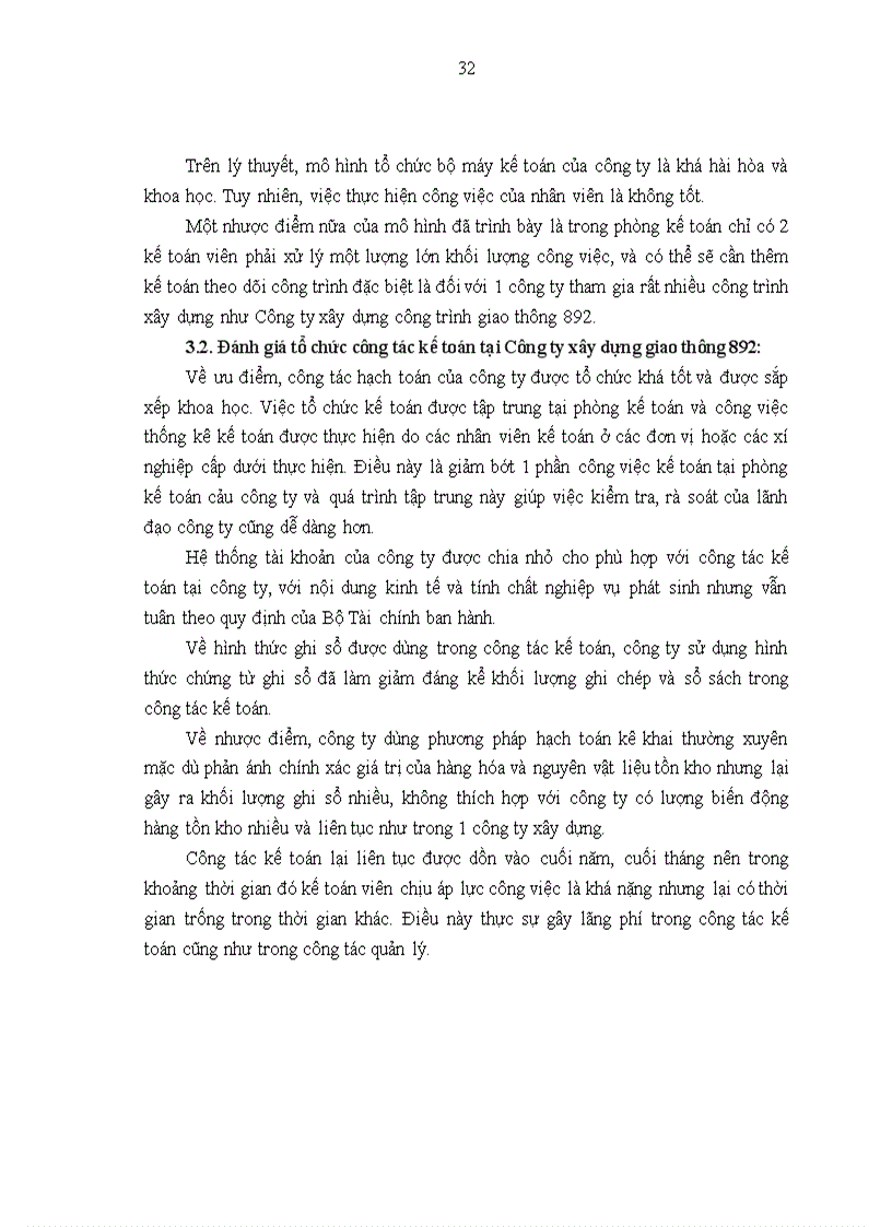 image for page Một số đánh giá về tình hình tổ chức hạch toán kế toán tại Công ty xây dựng công trình giao thông 892