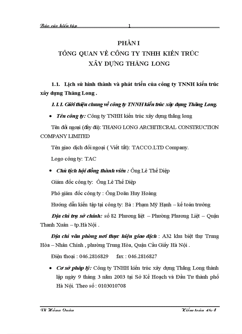 image for page Nhận xét về tổ chức kế toán tại Công ty TNHH kiến trúc xây dựng Thăng Long 1