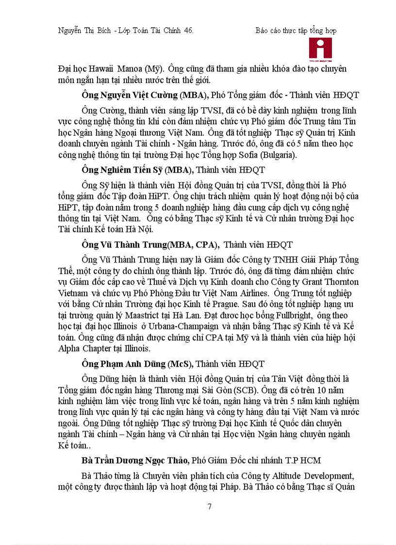 image for page Báo cáo tổng hợp về Công ty Cổ phần Chứng khoán Tân Việt 1