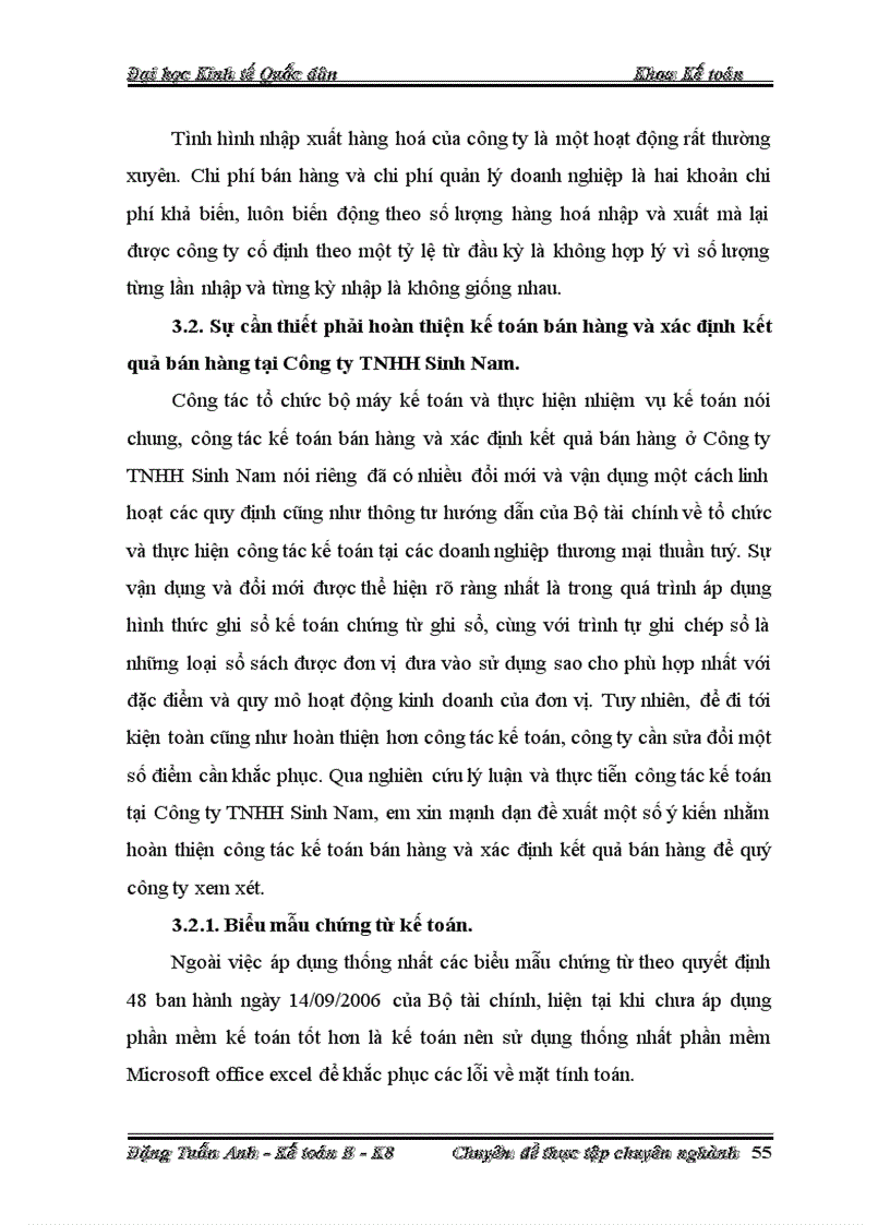 image for page Hoàn thiện công tác kế toán bán hàng và xác định kết quả bán hàng tại Công ty TNHH Sinh Nam