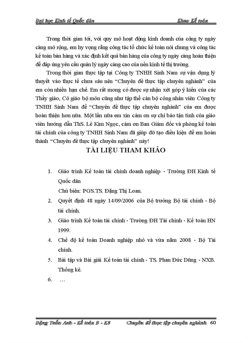 image for page Hoàn thiện công tác kế toán bán hàng và xác định kết quả bán hàng tại Công ty TNHH Sinh Nam