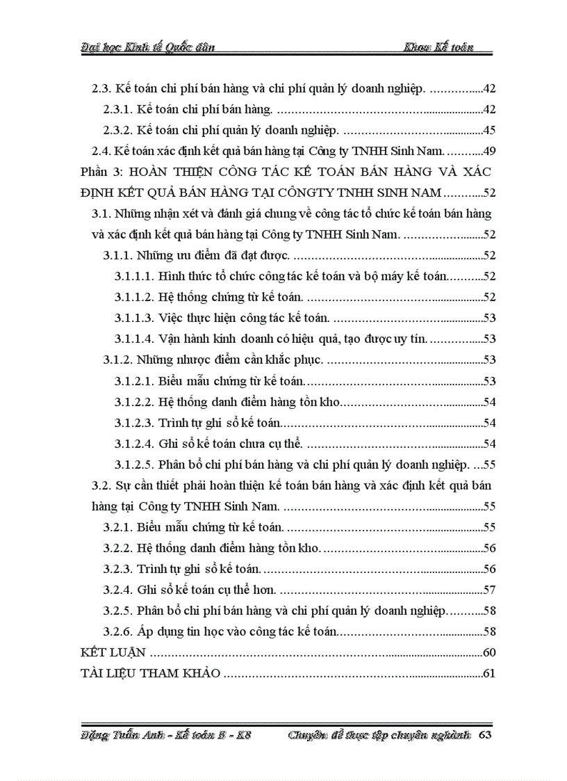 image for page Hoàn thiện công tác kế toán bán hàng và xác định kết quả bán hàng tại Công ty TNHH Sinh Nam
