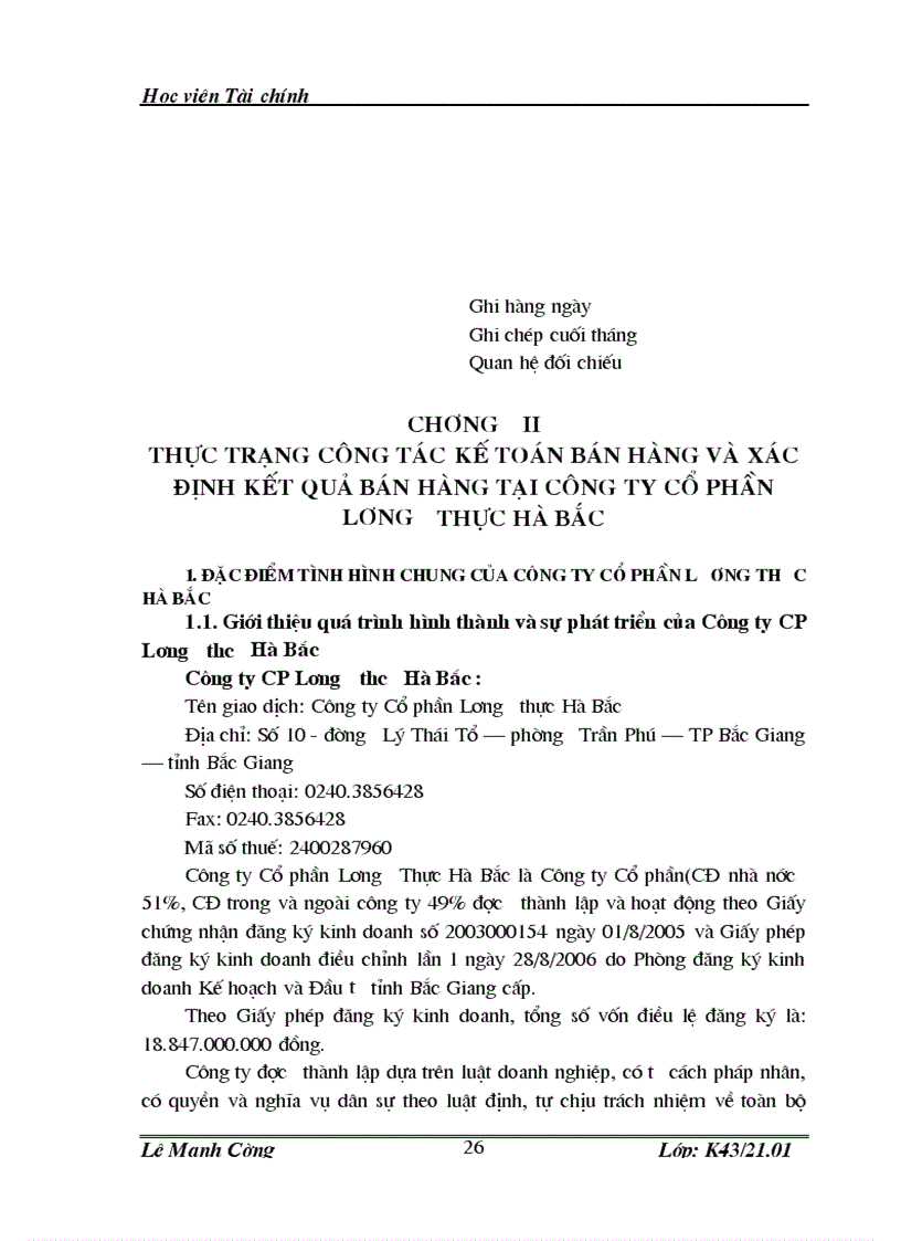 image for page Hoàn thiện công tác kế toán bán hàng và xác định kết quả bán hàng tại Công ty cổ phần lương thưc Hà Bắc