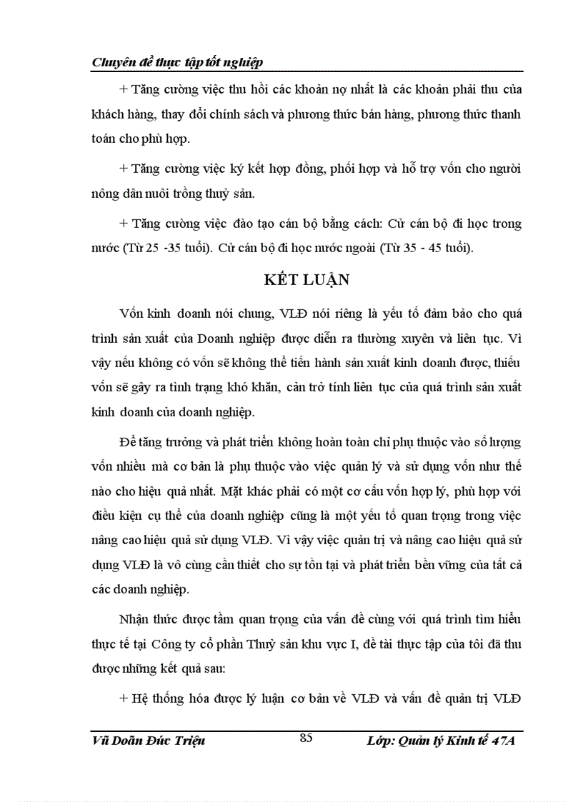 image for page Một số biện pháp nhằm nâng cao hiệu quả quản lý và sử dụng vốn lưu động của Công ty Cổ phần Thủy sản khu vực I