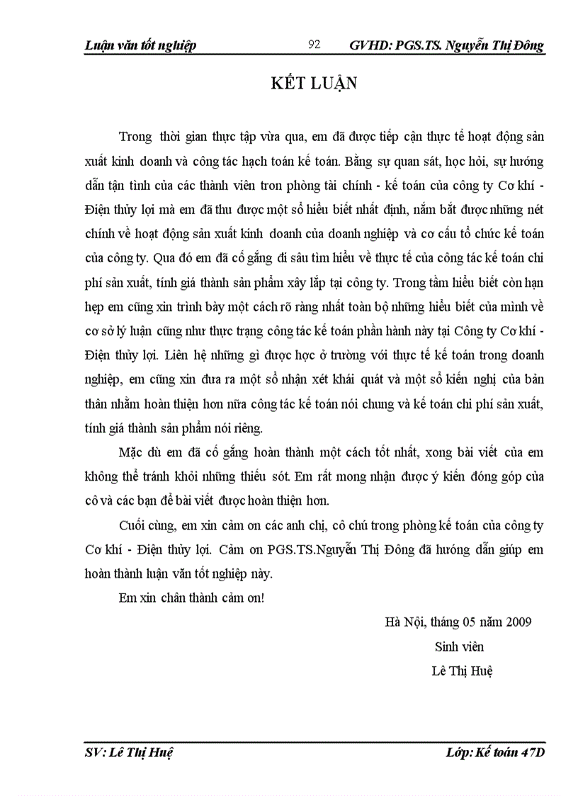 image for page Hoàn thiện công tác kế toán chi phí sản xuất và tính giá thành sản phẩm xây lắp tại công ty Cơ khí Điện thuỷ lợi