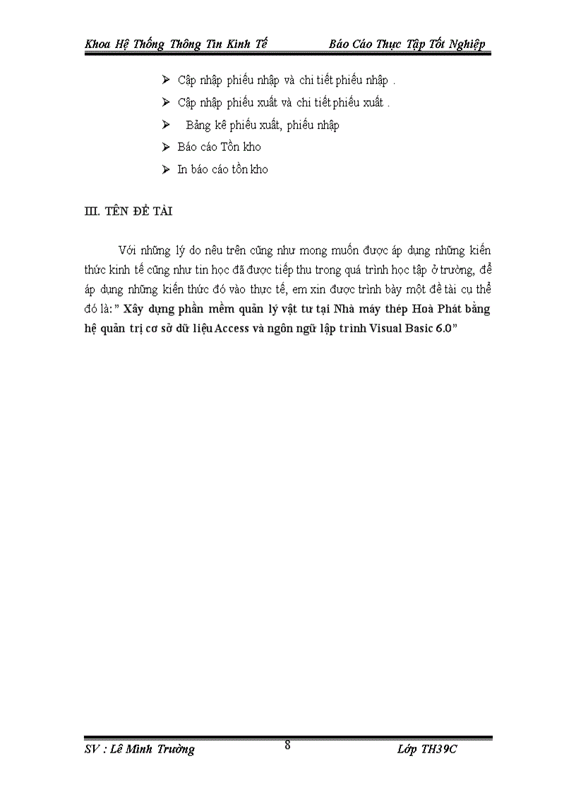 image for page Viết chương trình phần mềm kế toán trong lĩnh vực QUẢN LÝ VẬT TƯ