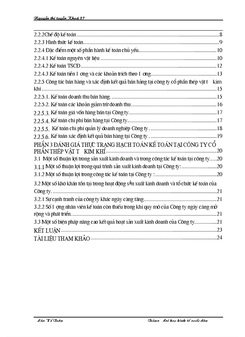 image for page Báo cáo thực tập tại Công ty cổ phần thép vật tư kim khí