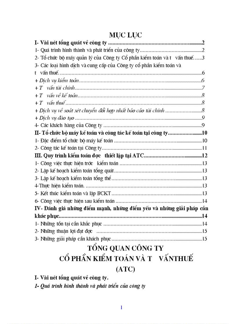 Tổ chức bộ máy kế toán và công tác kế toán Quy trình kiểm toán được thiết lập tại công ty cổ phần kiểm toán và tư vấn thuế ATC