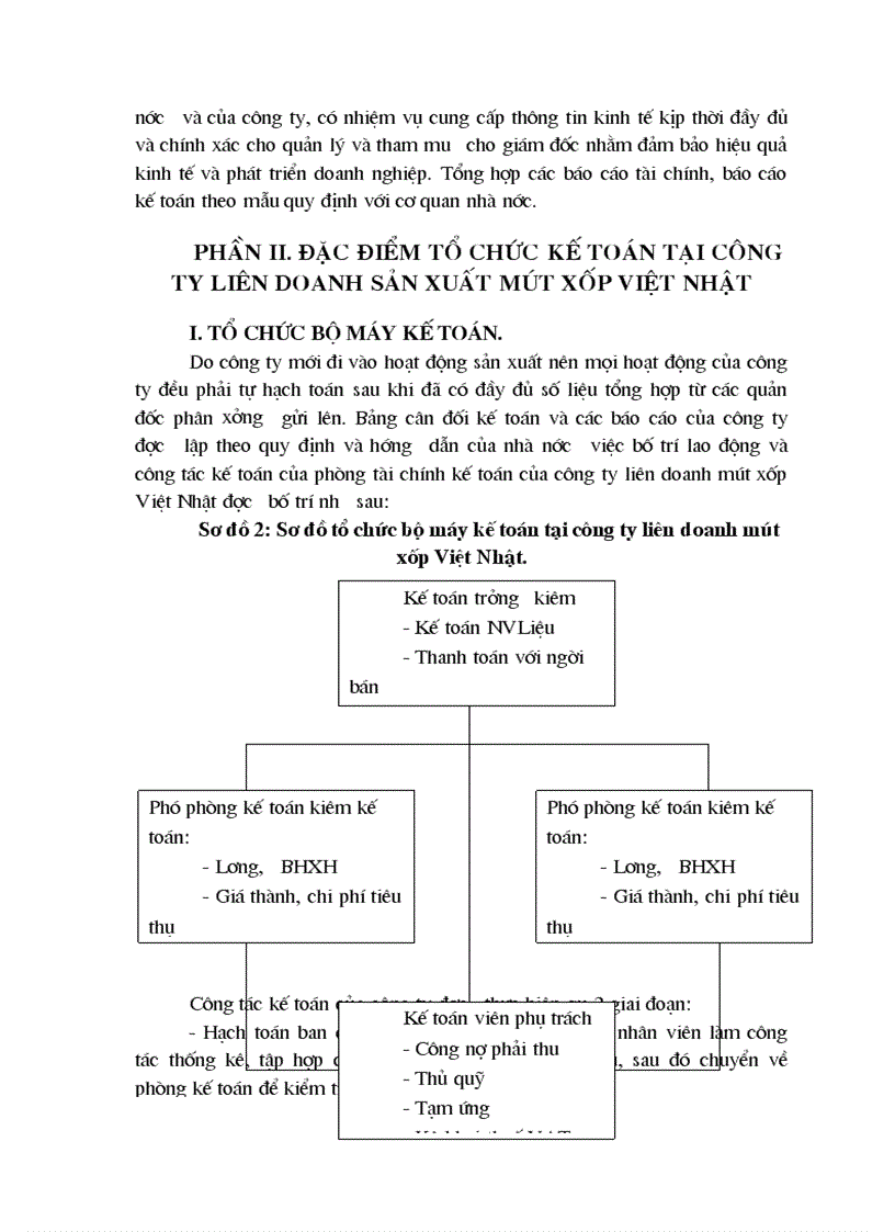 Đặc điểm tổ chức kế toán tại công ty liên Doanh sản xuất mút xốp Việt Nhật