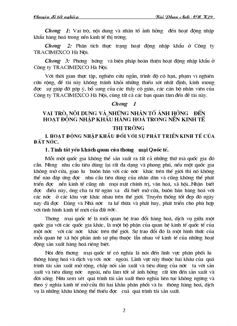 Biện pháp hoàn thiện hoạt động nhập khẩu ở Công ty xuất nhập khẩu và hợp tác đầu tư giao thông vận tải Hà Nội TRACIMEXCO Hà Nội