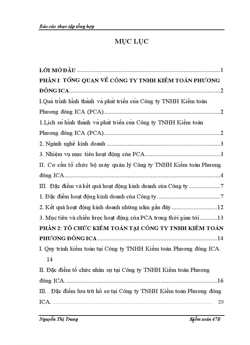 image for page Báo cáo thực tập tại Công ty TNHH Kiểm toán Phương đông ICA