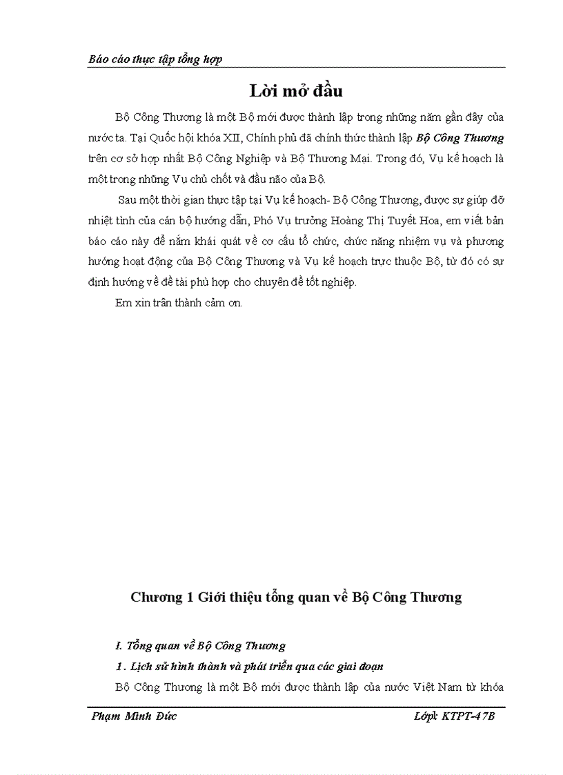 image for page Báo cáo thực tập tại Bộ Công Thương