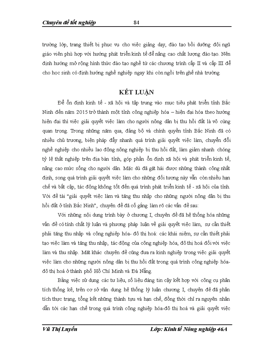 image for page Giải quyết việc làm và tăng thu nhập cho những người nông dân bị thu hồi đất ở tỉnh Bắc Ninh trong quá trình công nghiệp hóa và đô thị hóa
