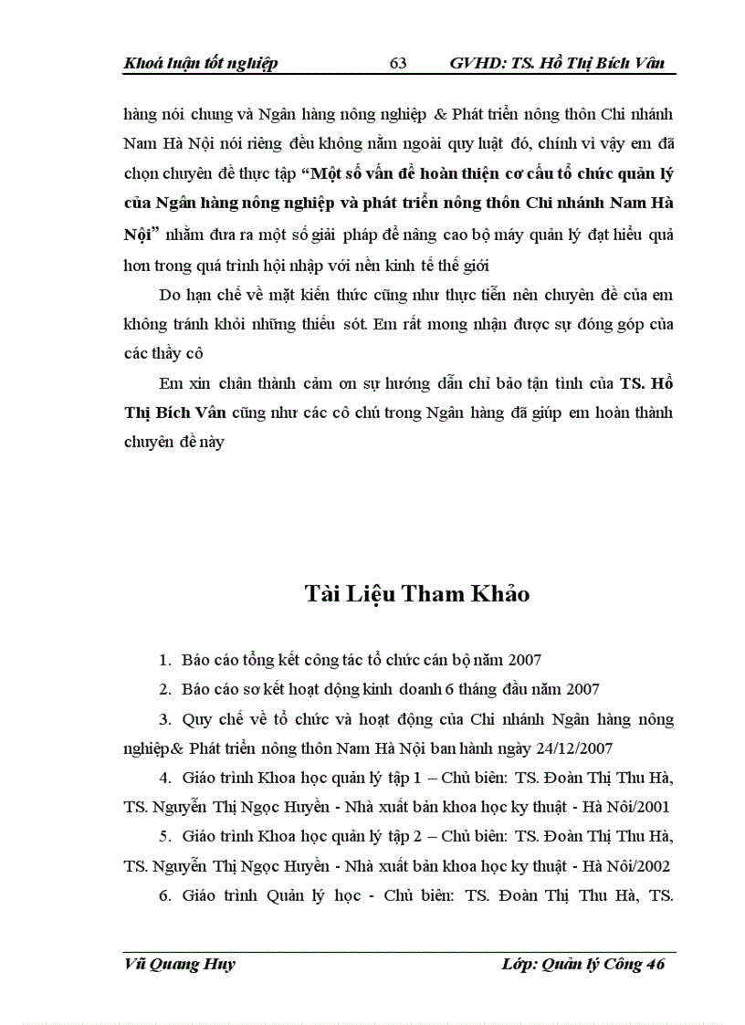 image for page Một số vấn đề hoàn thiện cơ cấu tổ chức quản lý của Ngân hàng nông nghiệp và phát triển nông thôn Chi nhánh Nam Hà Nội