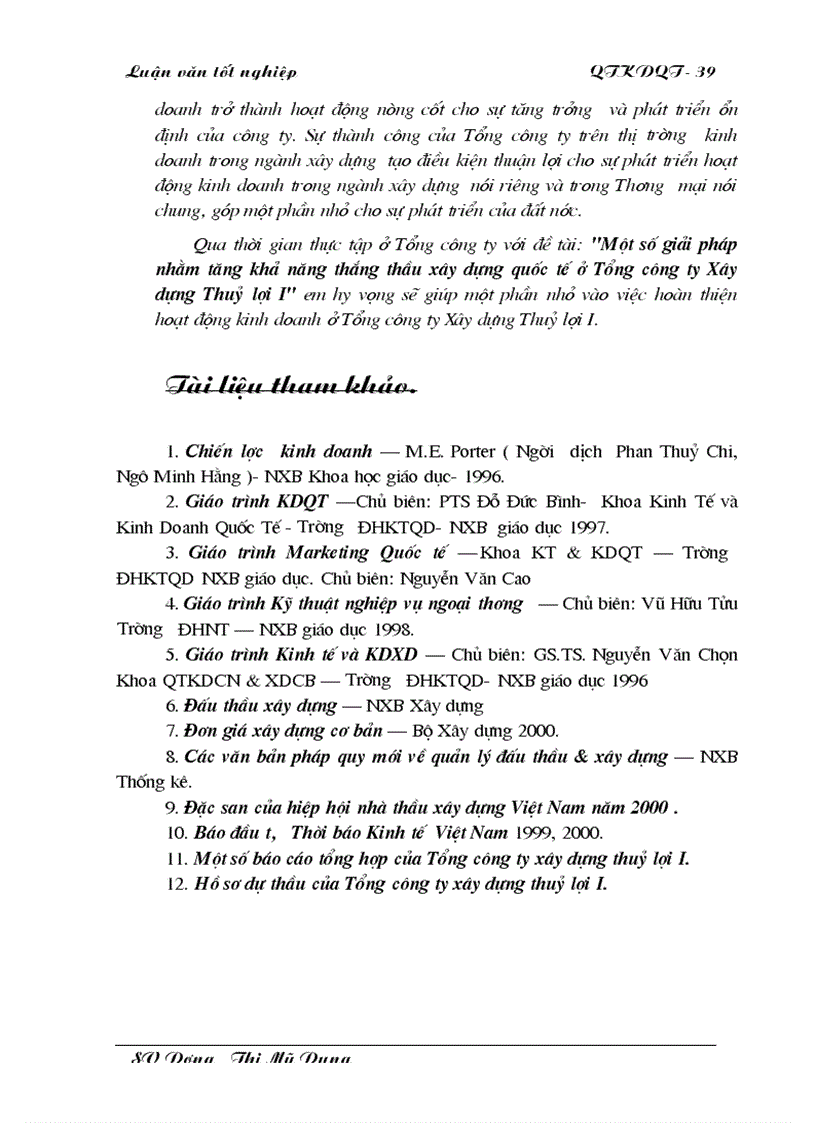 image for page Một số giải pháp nhằm tăng khả năng thắng thầu xây dựng quốc tế ở Tổng công ty Xây dựng Thuỷ lợi I
