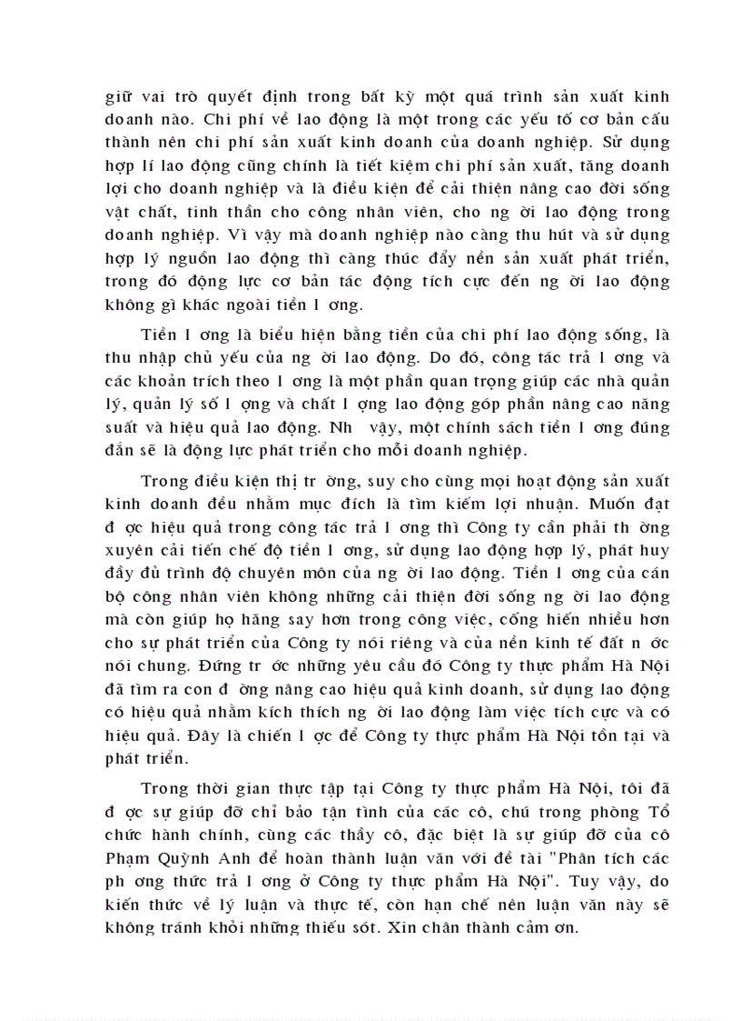 image for page Phân tích các phương thức trả lương ở công ty Thực phẩm Hà Nội