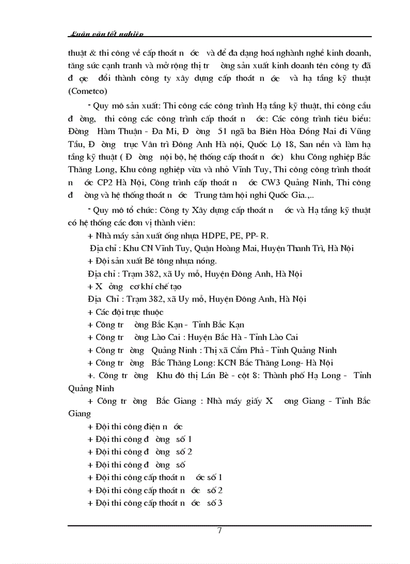 image for page Thực trạng và một số giải pháp nhằm nâng cao khả năng thắng thầu của công ty Xây dựng cấp thoát nước và hạ tầng kỹ thuật Cometco