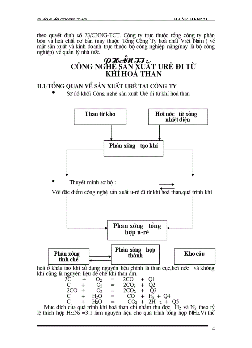 Công nghệ sản xuất urê đi từ khí hóa than